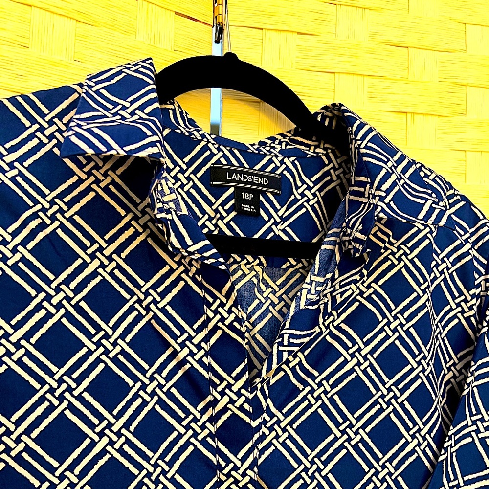 Lands End Tunic, Royal Blue & White